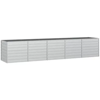 vidaXL Garten-Hochbeet verzinkter Stahl rechteckig 400 x 80 x 77 cm Silber 