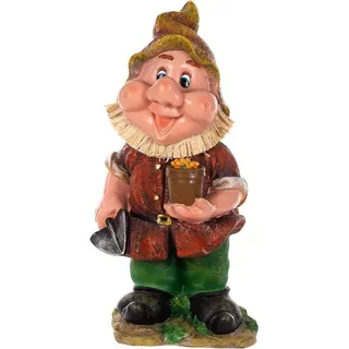 Famanu XXL Gartenzwerg 41 cm - Wetterfeste Gartenfigur aus Kunststein für Innen und Außen