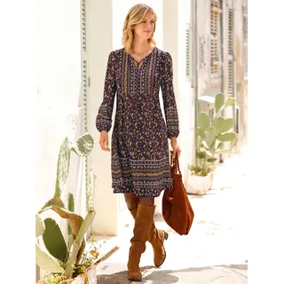 Inspirationen Etuikleid Druck-Kleid Schwarz/Rotbraun 44