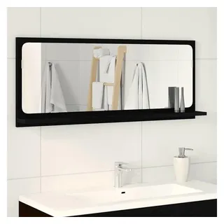 furnicato Wandspiegel Wandmontierter Spiegelschrank 90x10,5x37 cm Schwarz Eichen-Massivholz, Badschrank mit verzerrungsfreiem Flachspiegel und Ablage im Flur schwarz Rechtwinklig | 37 cm x 10.5 cm x 90 cm