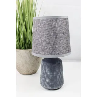 Arnusa Tischlampe aus Keramik Beton-Optik Grau kleine Nachttischlampe Beistelllampe 15x 28 cm ohne Leuchtmittel