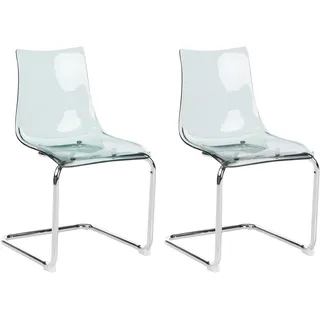 Beliani Esszimmerstuhl Kunststoff Transparent/Schwarz/Silber 2er Set