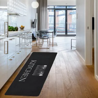 miqna Küchenteppich, rutschfeste Küchenläufer, Waschbarer Küchen Teppich, Schwarz Küchenmatte, Waschbarer Küchen Teppich (Shed, 100 x 200 cm)