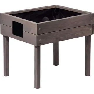 Hochbeet für Kinder 50x40x45 cm, grau, Holz, mit Tafel, für Garten