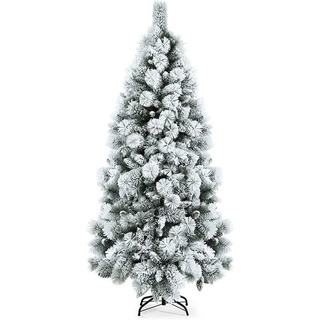 COSTWAY Künstlicher Weihnachtsbaum, Schneebedeckter Tannenbaum, 735 Zweige weiß