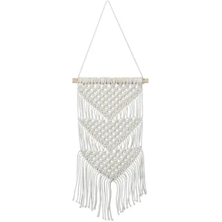 Relaxdays Makramee Wandbehang Dreieck Creme,Hellbraun