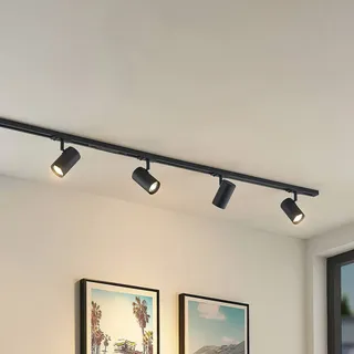 Lindby Schienensystem Linaro, GU10, 4-flg., schwarz, Ø 6 cm Linaro Lindby, dimmbar, schwarz, für Flurbereich, Aluminium, Modern - 200 cm - 11.7 cm - 12.5 cm