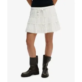 Superdry für Damen. W7210424A Stufenrock weiß (XL), Lässig, Baumwolle