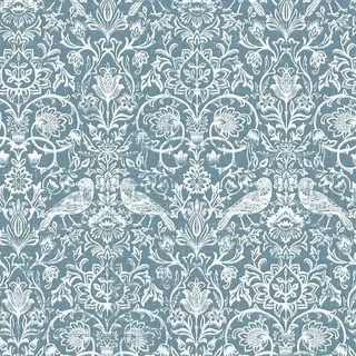 Marburg Heritage Vliestapete Allover mit Tieren & Blumen  (Weiß/Blau, Floral, 10,05 x 0,53 m)
