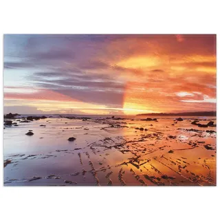 Wallario Teppich Wattwanderung am Meer bei Sonnenuntergang, rechteckig, rutschfest rot 50 cm x 70 cm