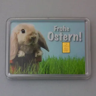 Goldbarren 1g "Osterhase/Frohe Ostern" (Motivbox)
