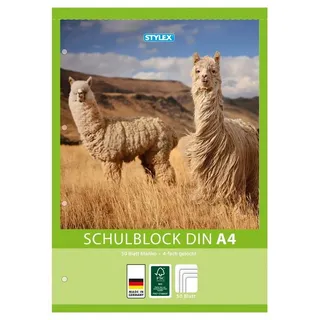 Stylex Schulblock – blanko – DIN A4 & Gelocht – 50 Blatt