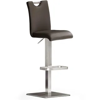 Robas Lund Barhocker Braun Leder mit Lehne Barstuhl drehbar 180 Grad, Hocker höhenverstellbar, BAR.DO