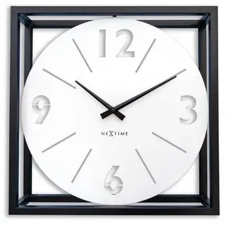 Tisch-/Wanduhr 40 x 40 x 9,5 cm - Metall - Schwarz / Weiß - NeXtime 'Time Frame'