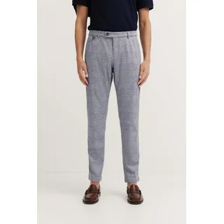 Chinohose BUGATTI, Herren, Gr. 32, Länge 32, blau (380, marine), 77% Polyester, 17% Viskose, 6% Elasthan, kariert, normal, Hosen Chinohose, mit Stretchfunktion