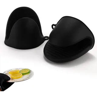 GNALIA Ofenhandschuhe, 2 Stück, Schwarz, Einheitsgröße, Rutschfest, Hitzebeständige Silikon-Topflappen Für Backen, Kochen, Bbq Und Grillen