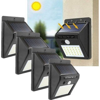 oyajia LED Solarleuchte 4er 30LEDs Solarlampe mit Bewegungsmelder Wandleuchte Strahler, LED fest integriert, Tageslichtweiß, IP65 Außenleuchte Gartenlampe Strahler Lampe Licht