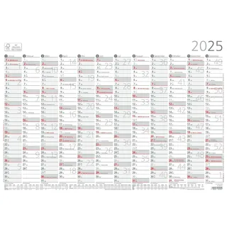 Zettler - Plakatkalender 2025  42X29 7Cm  Jahresplaner Mit Jahresübersicht  12 Monate Auf 1 Seite  Mondphasen  Arbeitstage-  Tages- Und Wochenzählung