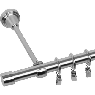 RENA Gardinenstange 280 cm - Loft Modern - 19 mm Metall Vorhangstange für stilvolle Wohnräume - Komplettset mit lautlosen Rollen - Edestahl Optik Luna