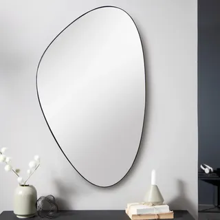 Wandspiegel NOEMI - 90cm - schwarz - asymmetrisch - oval - Schminkspiegel