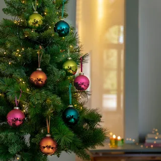 REMEMBER 4-tlg. Weihnachtskugel-Set ,Gloria", ø 8 cm aus Glas mit Samtbund