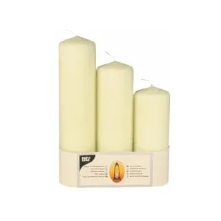 Papstar Kamin- und Laternenkerzen creme, 3 Stück