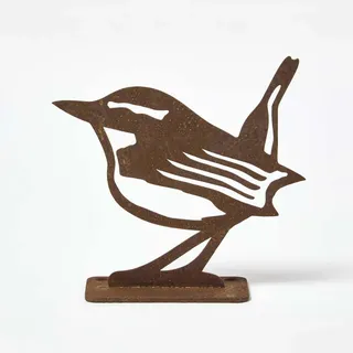 Homescapes Zaunfigur Zaunkönig 10 x 10,7 x 3,4 cm Braun