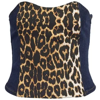 Noisy may Shirttop Corset Trapezausschnitt Extra Slim Fit NMSURE S/L LEOPACTH DENIM CORSET FO048DB blau