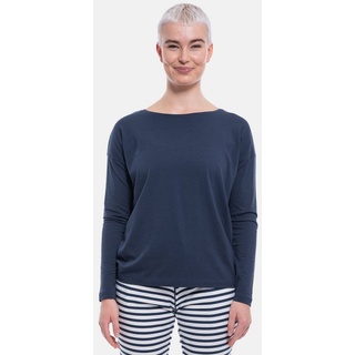 Mey Pyjamaoberteil Tessie (1-tlg) Schlafanzug Oberteil - Langarm-Shirt mit U-Boot-Ausschnitt blau XS