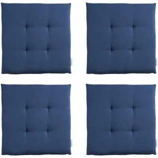 TOM TAILOR NEU! Sitzkissen Stuhl 4er Set - gemütliche Stuhlkissen 40x40 cm in Blau - Sitzauflage waschbar für Esszimmer, Bürostuhl, Bank, Boden & Gartenmöbel - Oeko Tex Zertifiziert