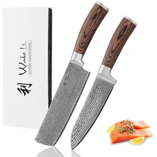 Wakoli Edib Damastmesser Set 17 cm/17,5 cm 2-tlg. Pakkaholzgriff