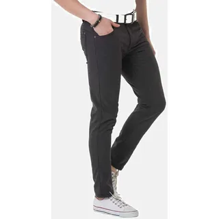 Stoffhose CIPO & BAXX "Hose", Herren, Gr. 42, Länge 32, grau (anthrazit), 49% Baumwolle, 31% Polyester, 17% Viskose, 3% Elasthan, kariert, slim fit lang, Hosen Stoffhose, mit dezentem Karomuster, CD724