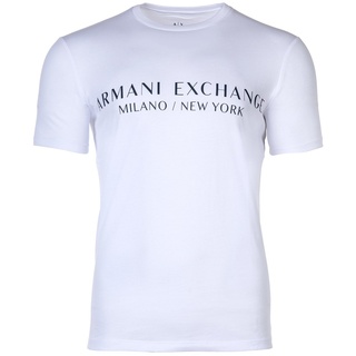 AX ARMANI EXCHANGE Herren T-Shirt - Schriftzug, Rundhals, Cotton Stretch Weiß S