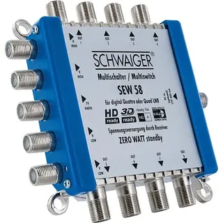Schwaiger Sat-Multischalter - 5 auf 8, eco passiv, Betrieb ohne Strom- anschluss