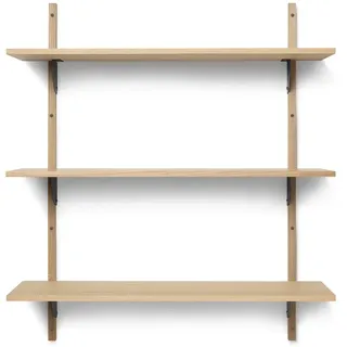 Ferm Living - Sector Wandregal triple, 87 cm, Eiche / Messing schwarz