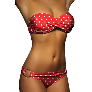 ALZORA Twist Push Up Bandeau Bikini Set Blau Weiß Streifen Gestreift Damen Pushup Badeanzug 2019010