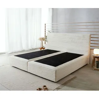 DELIFE Boxspringgestell Dream-Well Plüsch-Cord Beige 200x200 cm - Beige