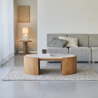 Couchtisch Virgile aus Teakholz und Marmor, 120