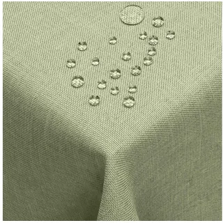 DecoHomeTextil Heimtextilmanufaktur Tischdecke Leinen Optik Tischdecke Tischtuch Abwaschbar Wasserabweisend grün Eckig 130 x 130 cm