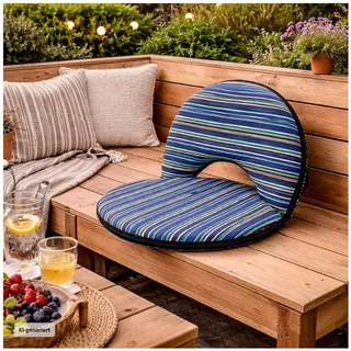 Hti-Living Bodensessel Rund Gestreift Blau Grün Verstellbar Indoor Outdoor bis 150 kg