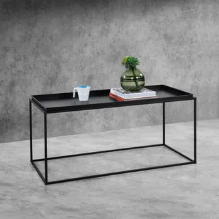 [en.casa] Couchtisch Nyker Schwarz Metall 100 x 50 x 47 cm