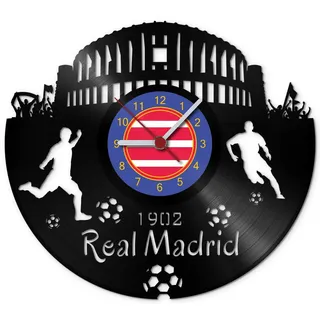 GRAVURZEILE Schallplattenuhr Real Madrid - 100% Vereinsliebe - Upcycling Design Wanduhr aus Vinyl Made in Germany