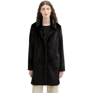 TOM TAILOR Damen Fake-Fur Mantel,14482 - deep Black, M - M