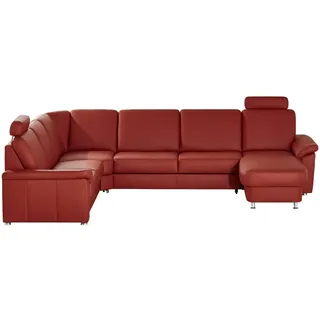 meinSofa Wohnlandschaft Leder Carolin , rot , Maße (cm): B: 330 H: 91 T: 240.0