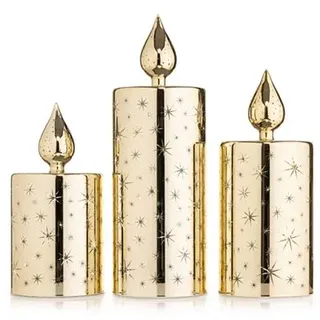 LUMIDA Xmas 3 LED-Glaskerzen Tropfen-Design 6h-Timerfunktion H 18,5, 21,5 & 26,5cm