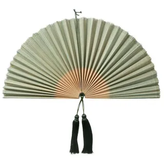 Boltze GRUPPE GmbH Wanddekoobjekt Deko-Fächer FLAVI, Bambus, B 100 x H 85 x T 3 cm, (1 St), mit Quasten aus Polyester braun|grün