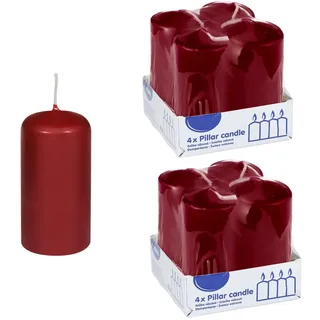 DeinPack 8 Stumpenkerzen bordeaux HORECA | Ø 4 x 8 cm | Brenndauer: ca. 10 Stunden | Hochwertige Stumpenkerze | Adventskerzen | für Gastronomie, Hotels, Kirchen- Hochzeiten & Feierlichkeiten