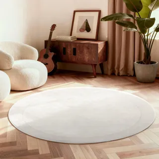 Villeroy & Boch Teppich VILLEROY & BOCH "Wollteppich Kivi", natur creme, H:17mm Ø:200cm, Nylon, Wolle, Teppiche, Teppich, Handgewebt, Wolle, Bordüre, Einfarbig, Läufer, Wohnzimmer, Organisch