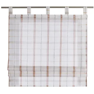 Joyswahl Raffrollo Karostreifen, mit Schlaufen, Gardinenstange, freihängend, Leinen-Optik, Kariert Gardinen im Landhausstil rot 100 cm x 140 cm