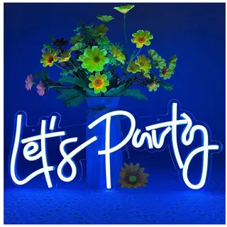 Sunicol LED Wandleuchte Let's Party Neonschild, LED Leuchtschild Neonlicht, Leuchtreklame, für Geburtstag Hochzeit Party Wanddeko blau